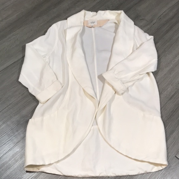 Aritzia Wilfred Cream Open Front Linen Blend Loose Fit Blazer size M - Picture 4 of 9